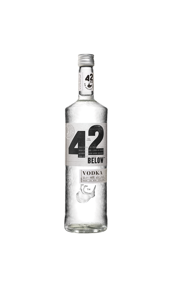 Bottle of 42 Below vodka on a white background