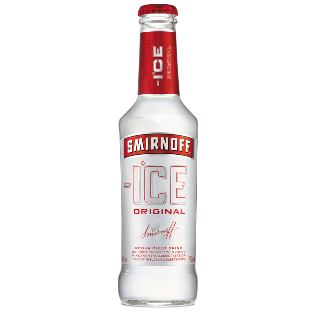 Smirnoff Ice vodka bottle on a white background
