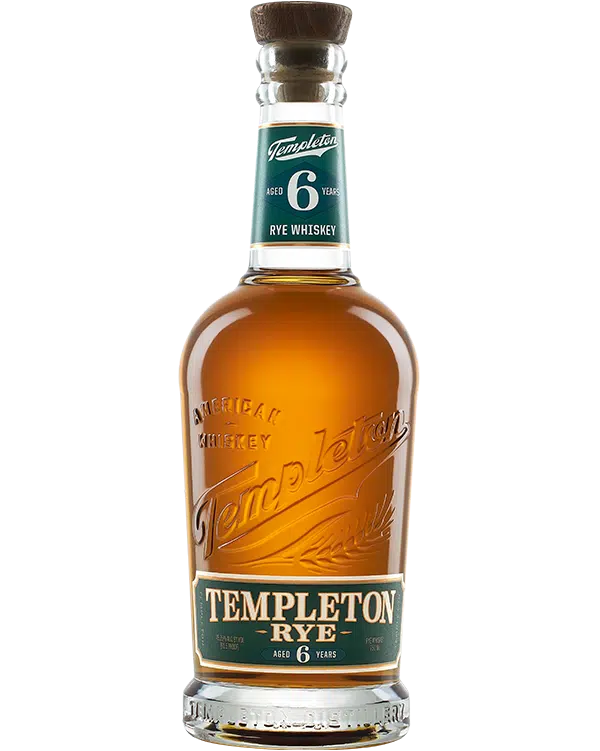 Templeton Rye whiskey bottle on a white background