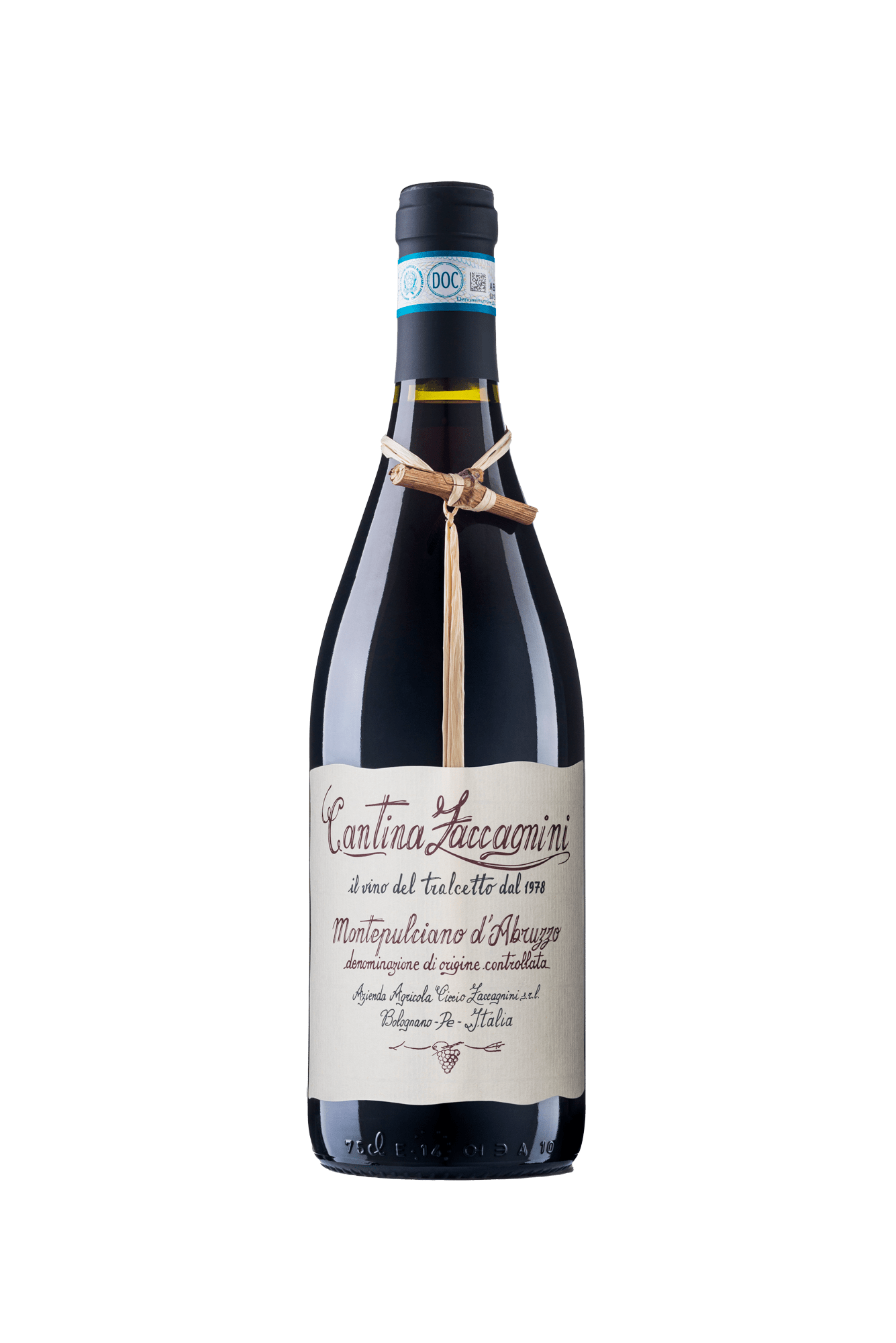 Wine bottle with a label on a green background