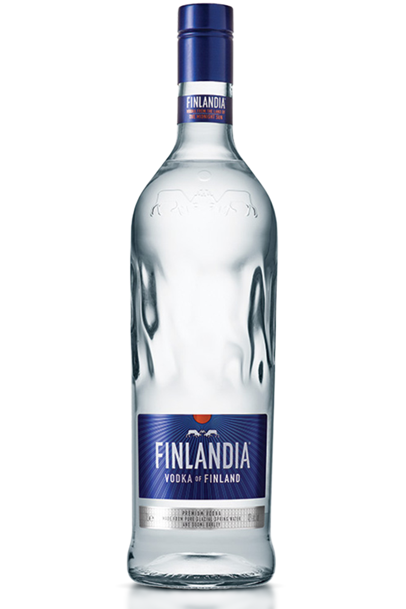 Finlandia vodka bottle on a white background
