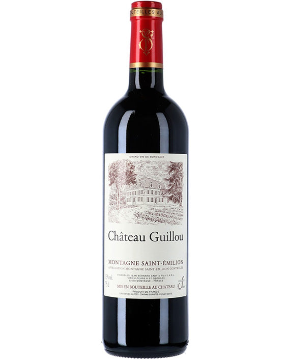 Château Guillou red wine bottle on a white background
