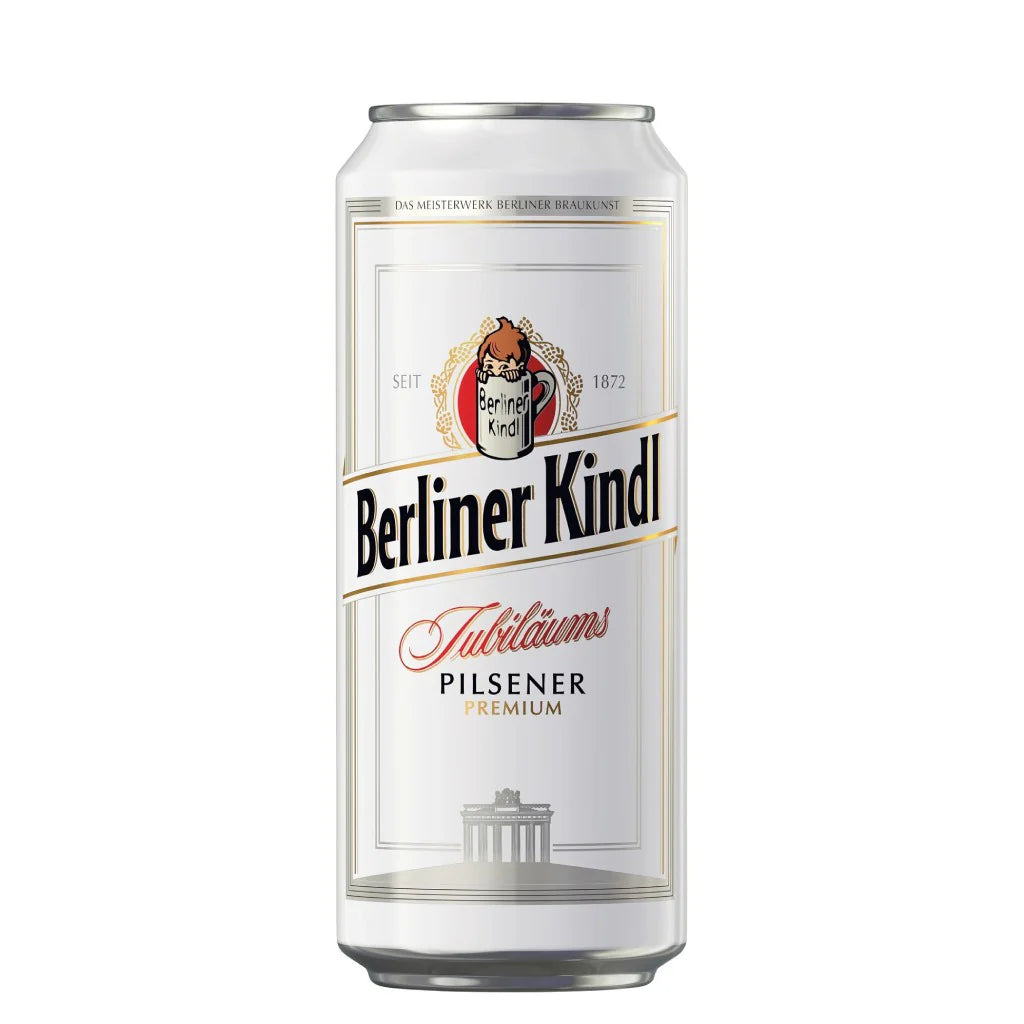 Can of Berliner Kindl Pilsener on a white background