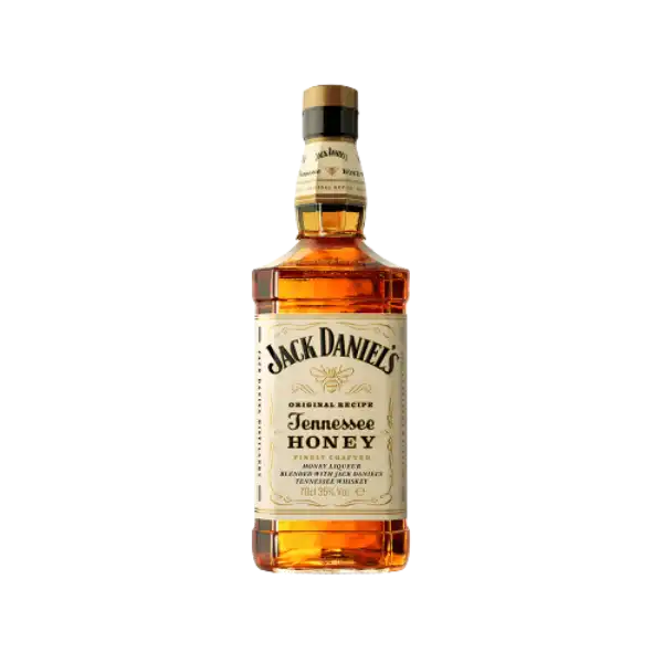 Jack Daniel's Tennessee Honey whiskey bottle on a white background