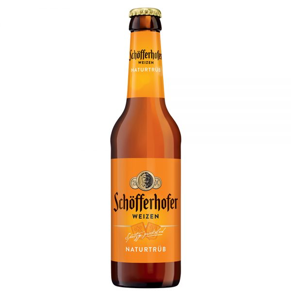 Schöfferhofer beer bottle on a white background