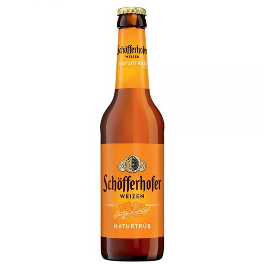 Schöfferhofer beer bottle on a white background