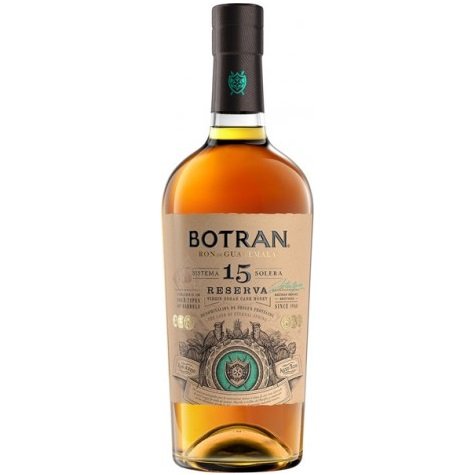 Bottle of Botran Reserva 15 Solera rum on a white background