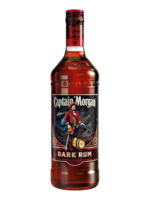 Captain Morgan Dark Rum bottle on a white background
