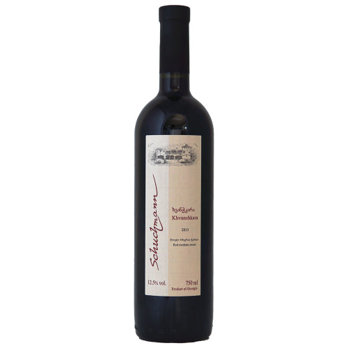 Wine bottle with a label on a white background