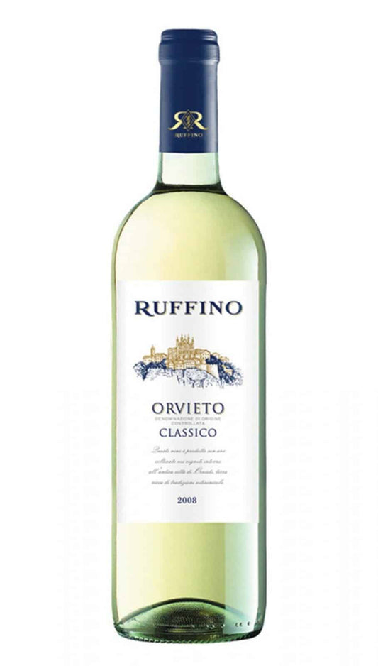 Ruffino Orvieto Classico wine bottle on a white background