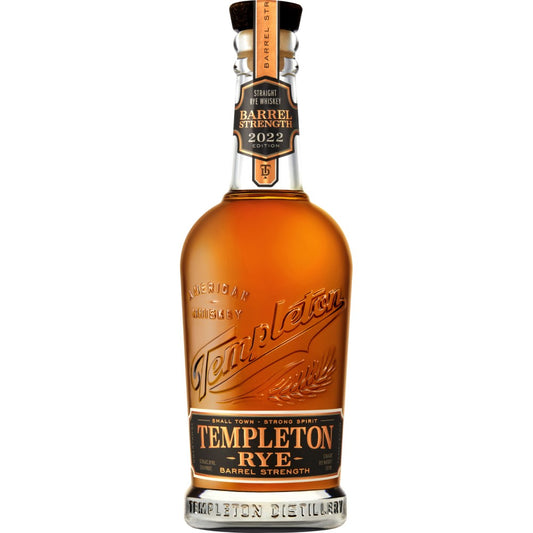Templeton Rye whiskey bottle on a white background
