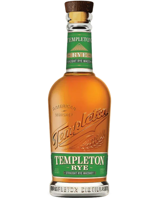 Templeton Rye whiskey bottle on a white background