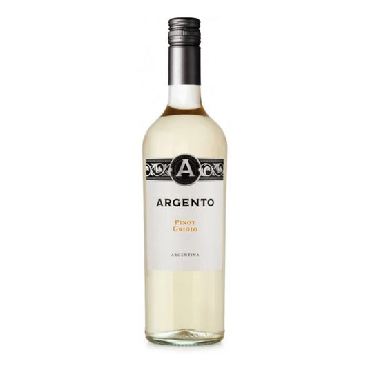 Bottle of Argento Pinot Grigio wine on a white background