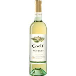 Cavit Pinot Grigio wine bottle on a white background