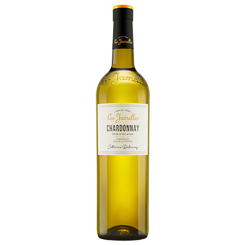 Bottle of Chardonnay wine with a white background