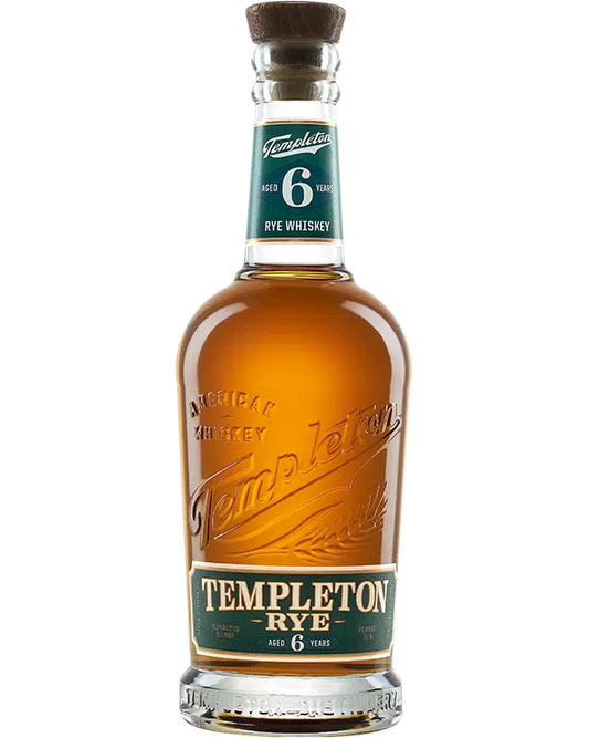 Templeton Rye whiskey bottle on a white background