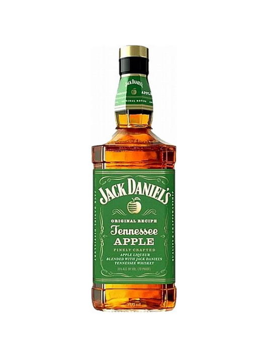 Jack Daniel's Tennessee Apple whiskey bottle on a white background