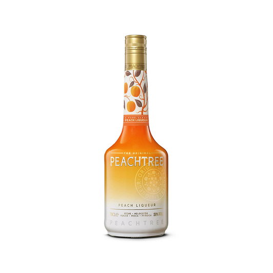Peachtree Peach Liqueur bottle on a white background