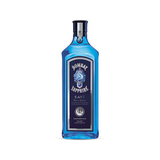 Bottle of Bombay Sapphire gin on a white background
