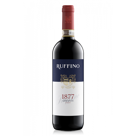 Ruffino 1877 Chianti wine bottle on a white background