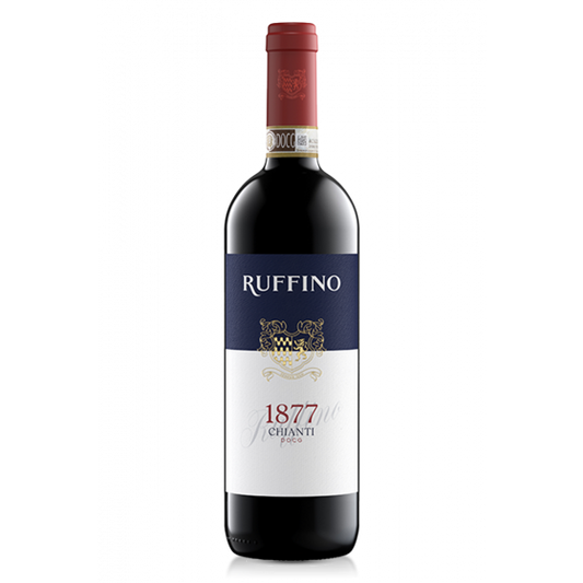 Ruffino 1877 Chianti wine bottle on a white background
