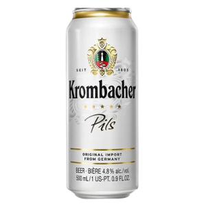 Krombacher Pils beer can on a white background