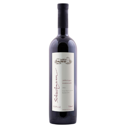 Wine bottle with a visible label on a white background