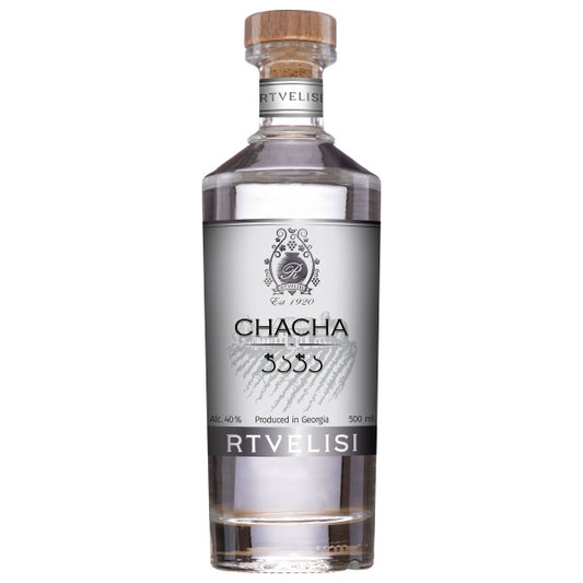 Bottle of Chacha Rtvelisi on a white background