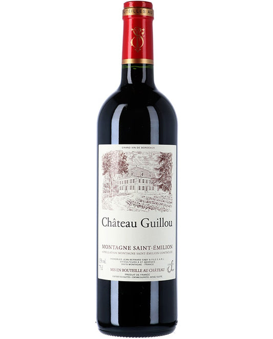 Château Guillou red wine bottle on a white background