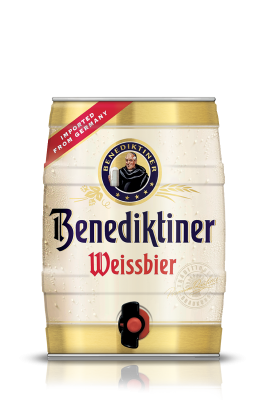 Benediktiner Weissbier beer can on a white background
