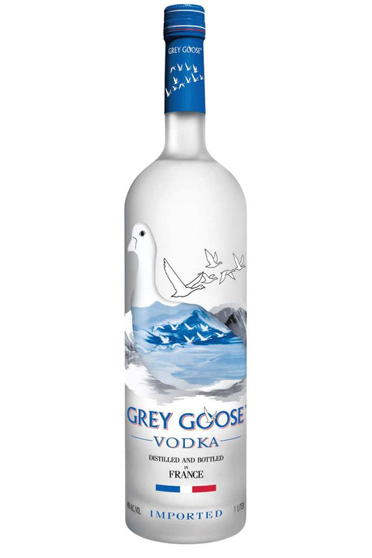 Grey Goose vodka bottle on a white background