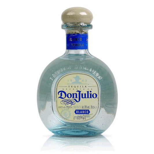 Don Julio tequila bottle on a white background