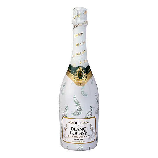 Bottle of Blanc Foussy Chardonnay on a white background