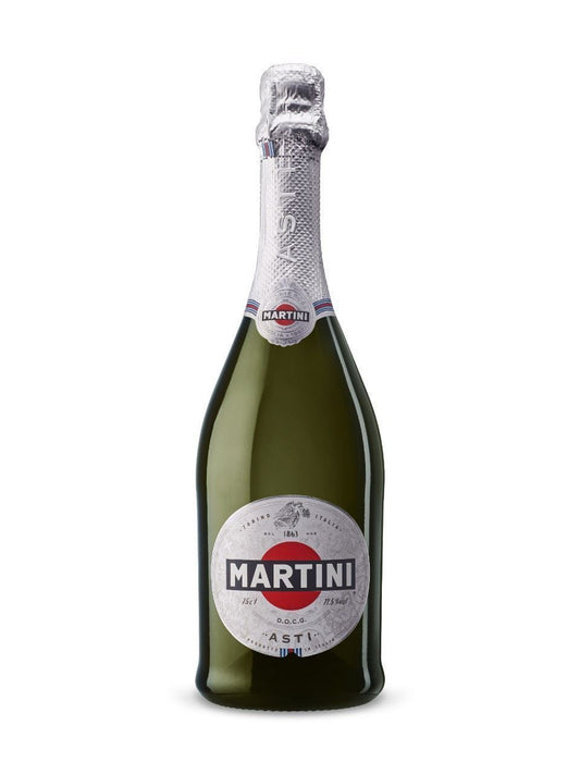Martini Asti sparkling wine bottle on a white background