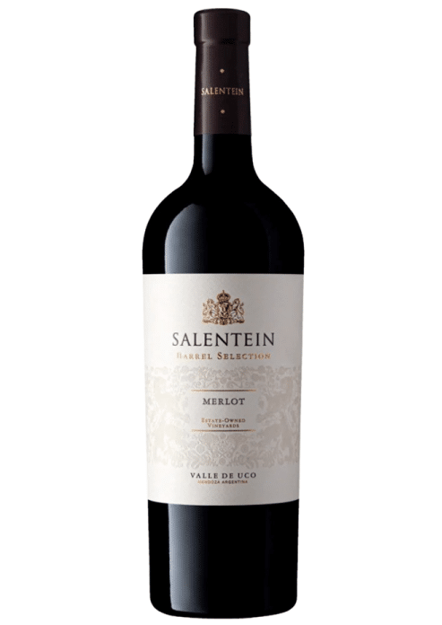 Salentein Merlot wine bottle on a white background