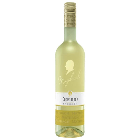 Maybach Chardonnay wine bottle on a white background