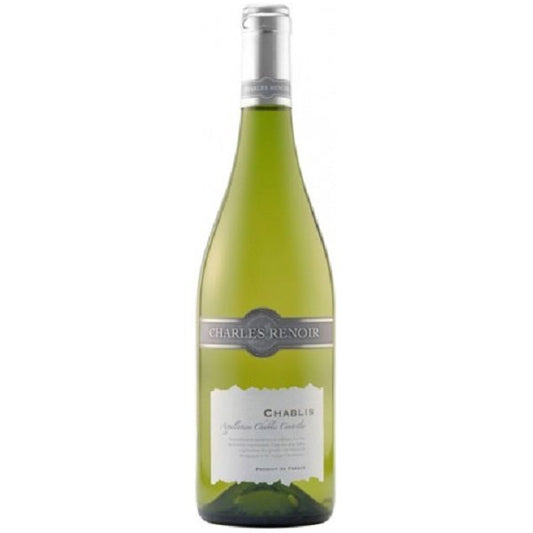 Wine bottle with 'Charles Renoir' label on a white background
