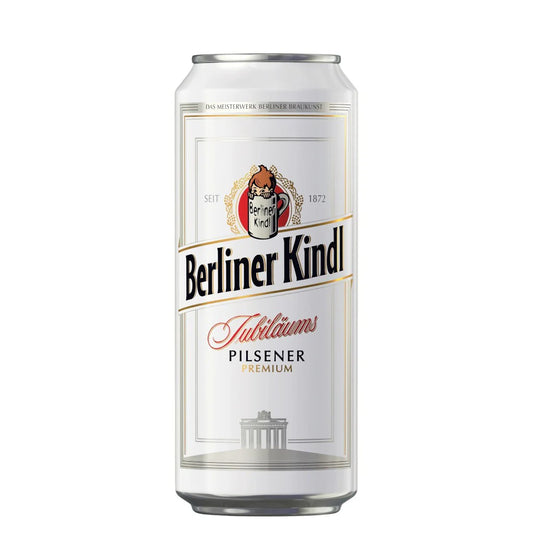 Can of Berliner Kindl Pilsener on a white background