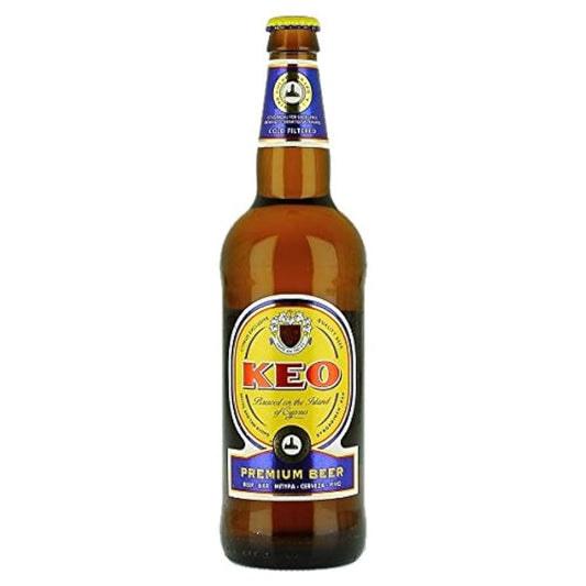 Bottle of Kéo Premium Beer on a white background