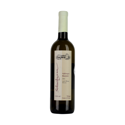 Wine bottle with a visible label on a white background