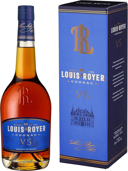 Louis Royer Cognac bottle and packaging on a white background